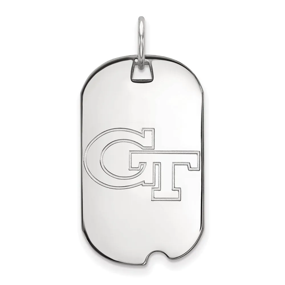 14k White Gold Georgia Institute of Technology Small Dog Tag
