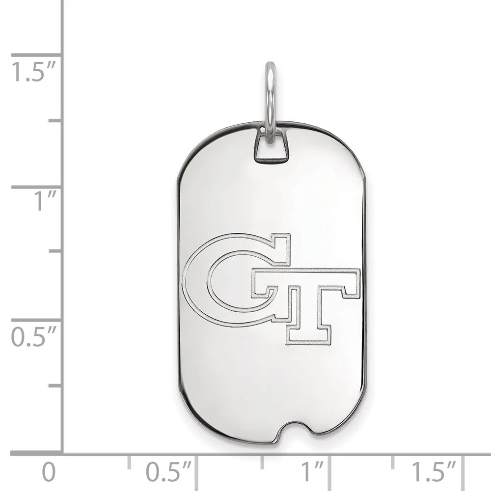 14k White Gold Georgia Institute of Technology Small Dog Tag