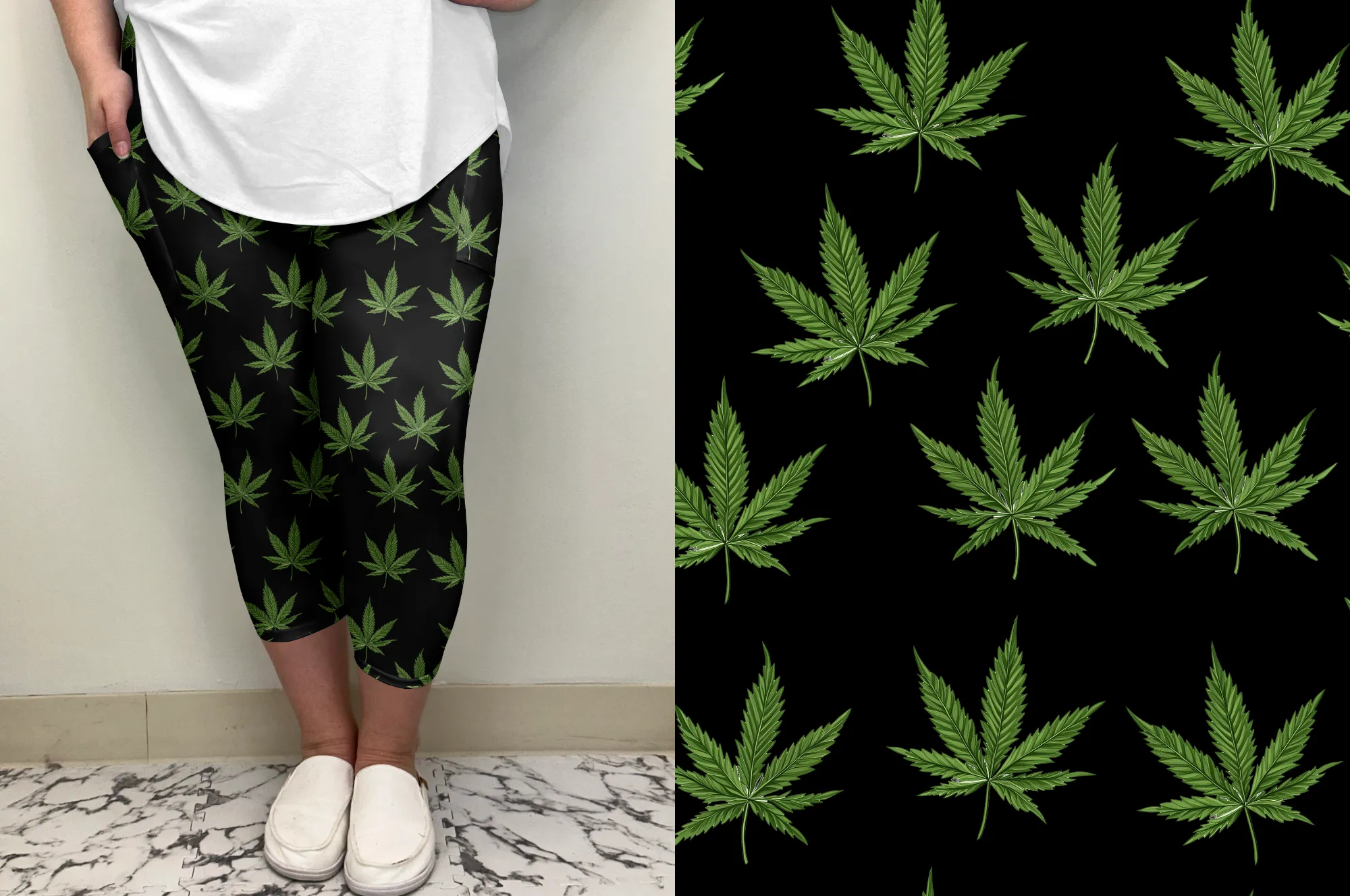 7 Pointed Flower Capri w/ Pockets