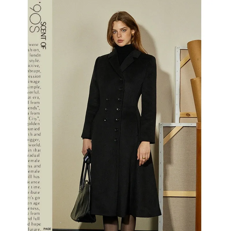 90s Inspired Black Double-Breasted Coat