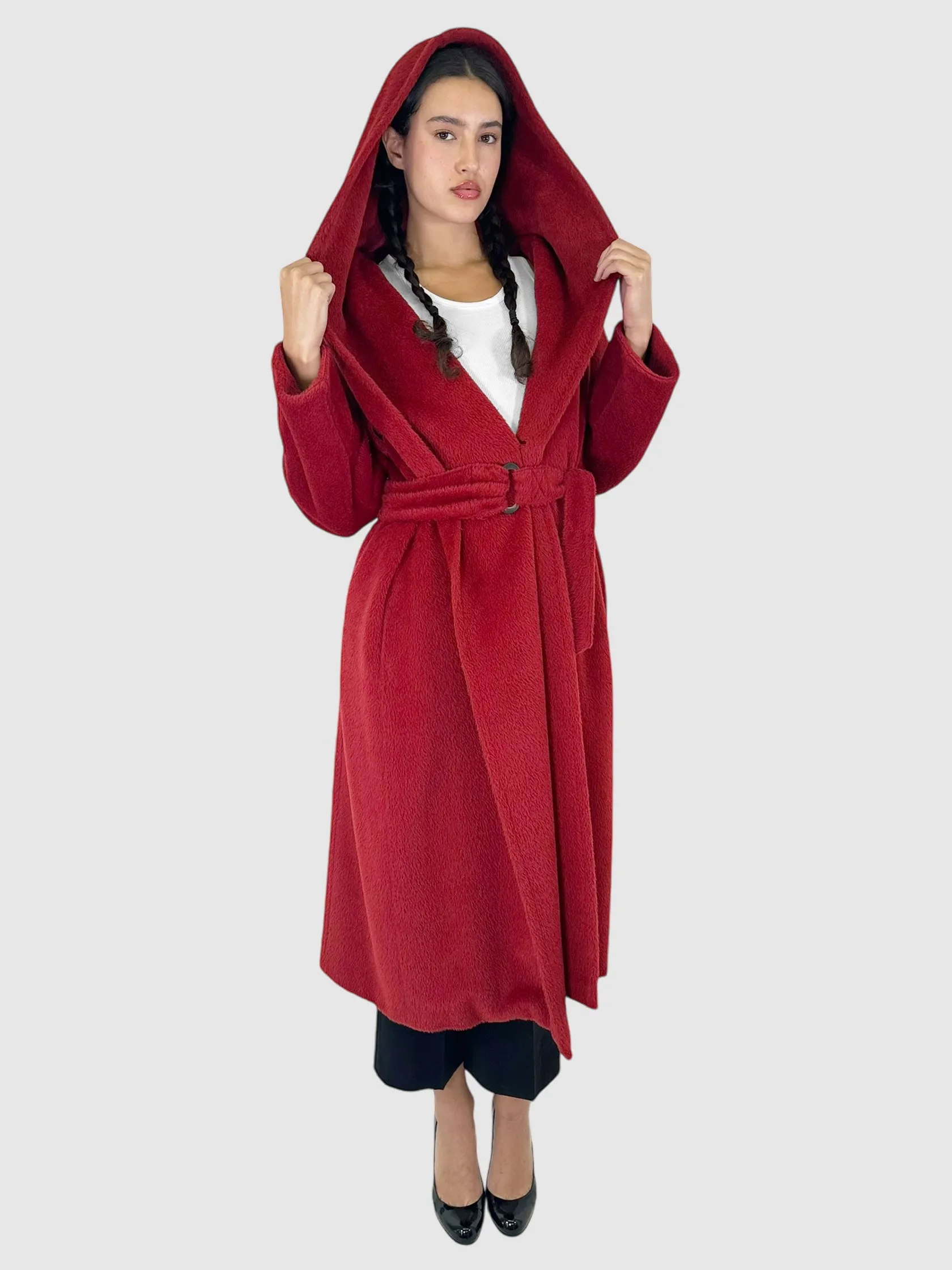 Alpaca and Wool Blend Belted Coat - Size M