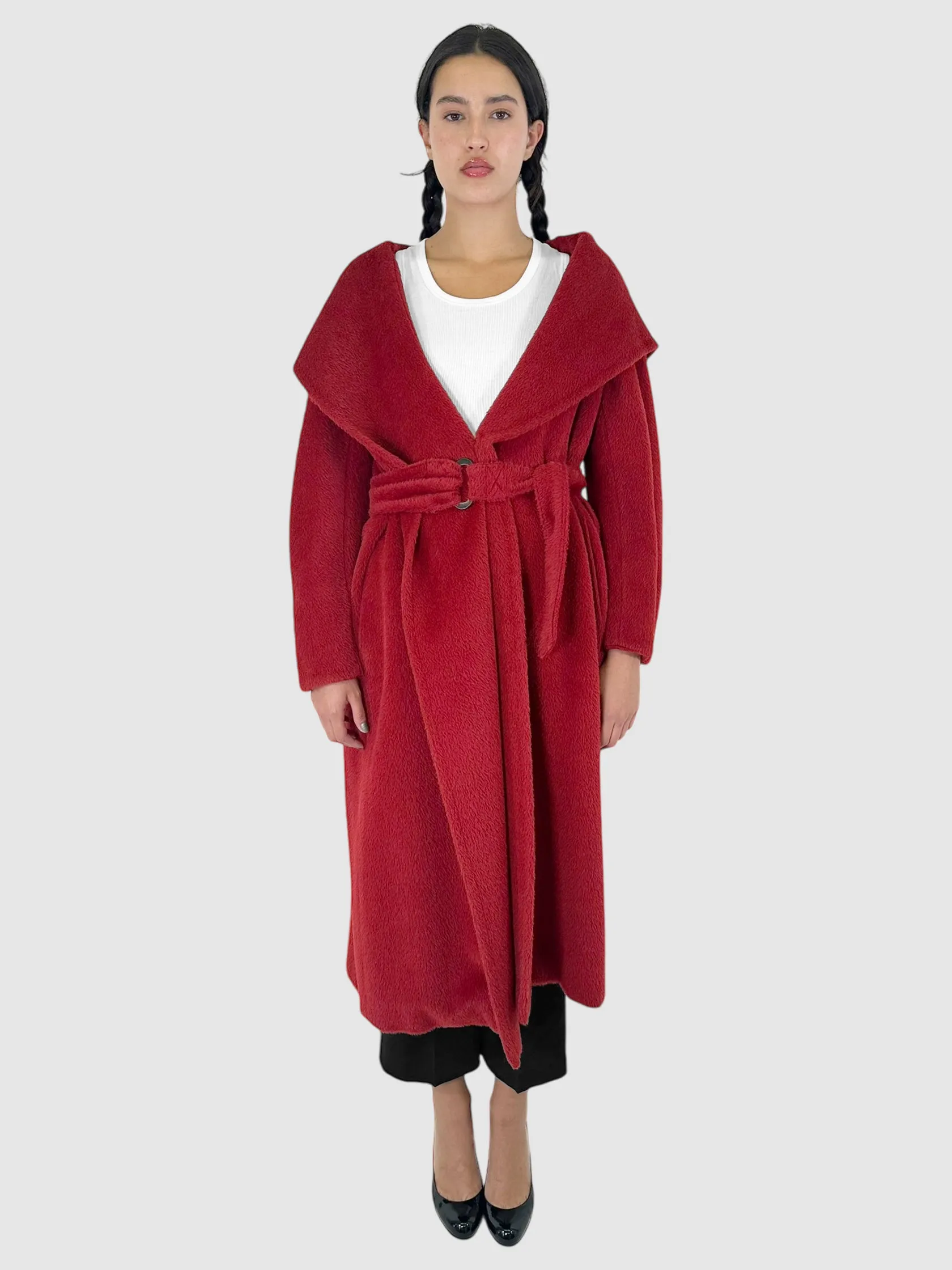 Alpaca and Wool Blend Belted Coat - Size M