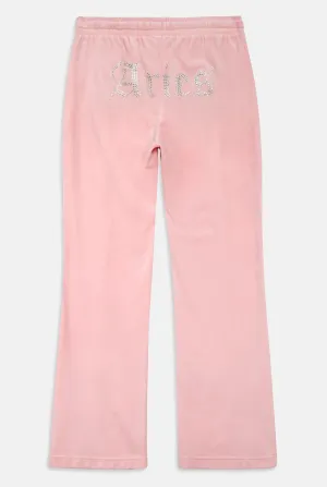 'ARIES' JUICY PINK VELOUR DIAMANTÉ TRACKSUIT BOTTOM