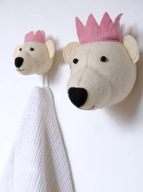 Baby Bear with Pink Crown Coat Hook