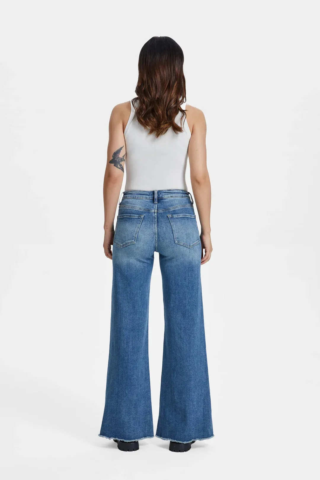 Bayeas High Rise Wide Leg W/ Frayed Hem