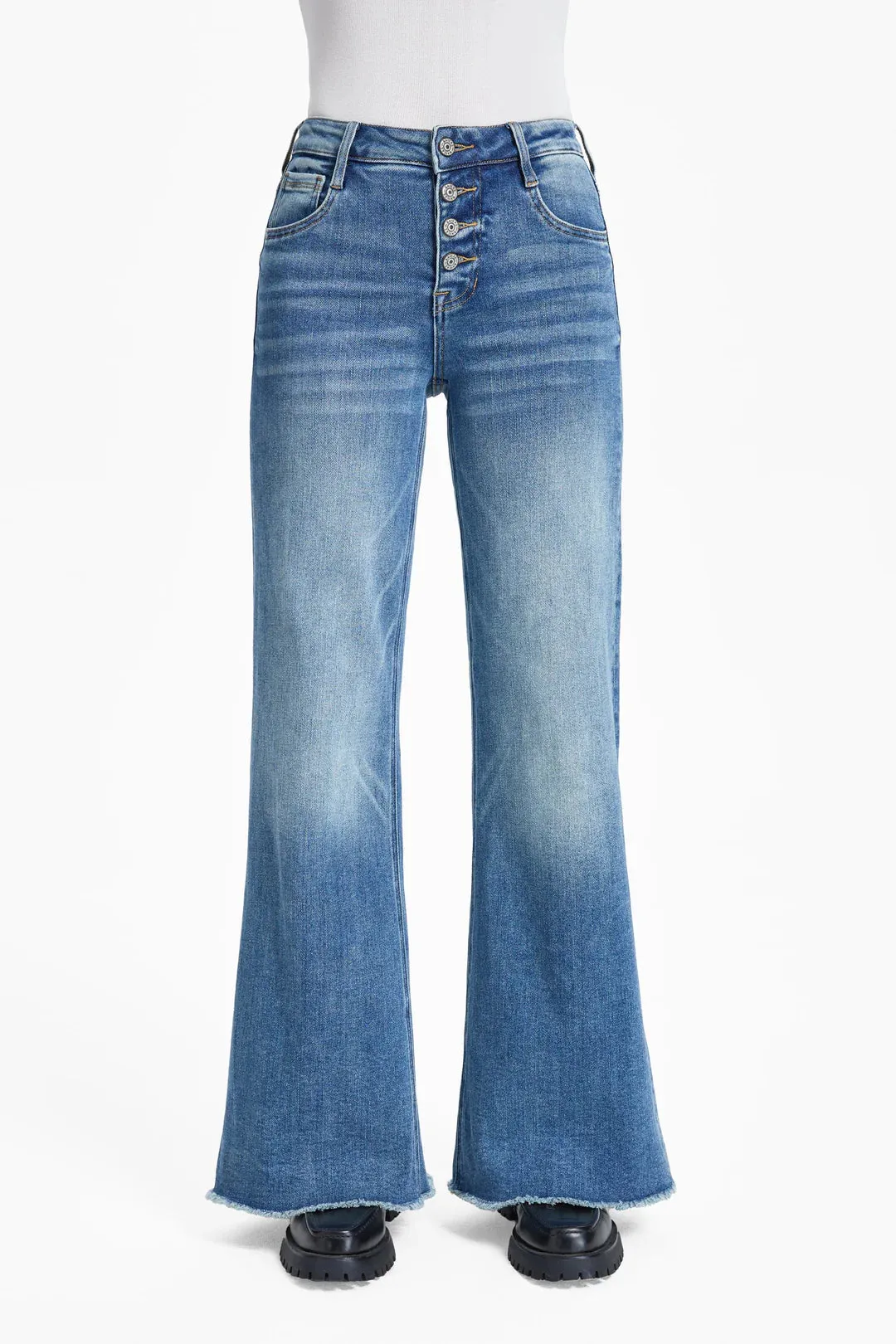 Bayeas High Rise Wide Leg W/ Frayed Hem