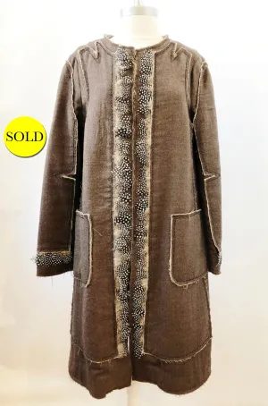 BCBG Max Azria Runway Wool And Feather Coat Size M