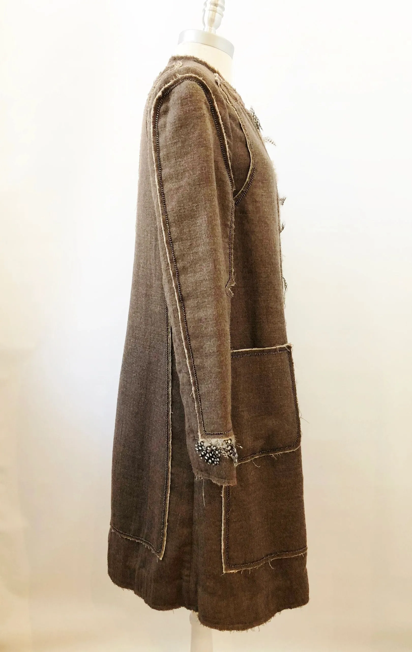 BCBG Max Azria Runway Wool And Feather Coat Size M