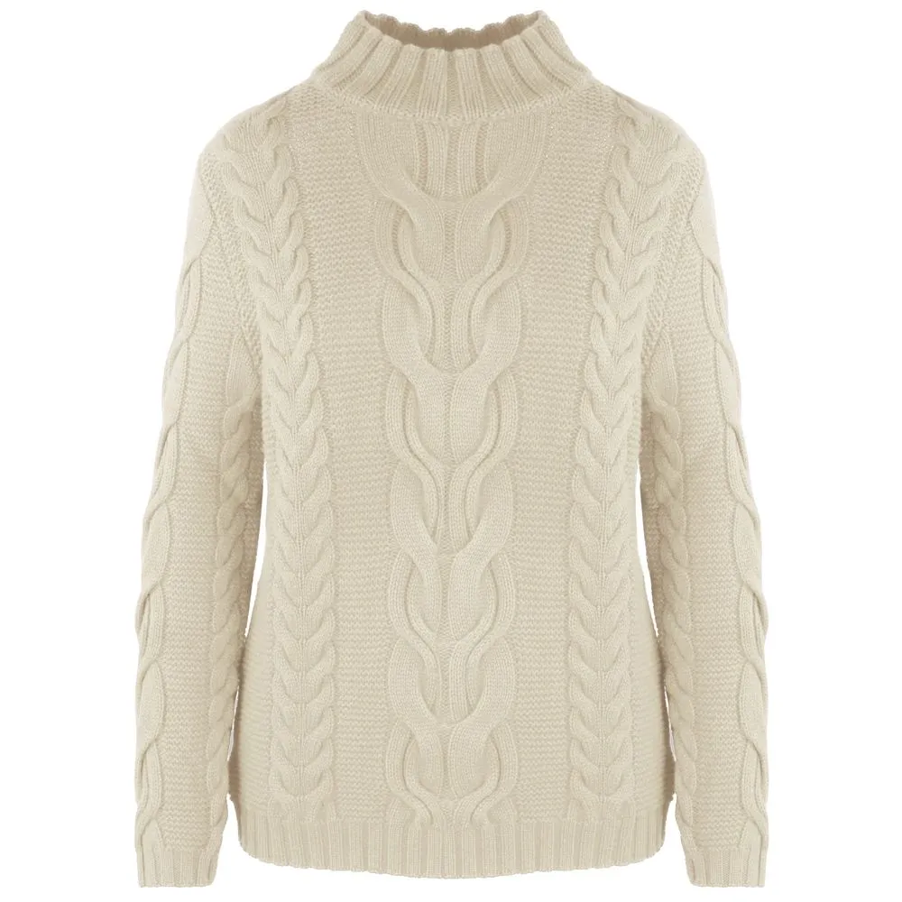 Beige Wool Women Sweater