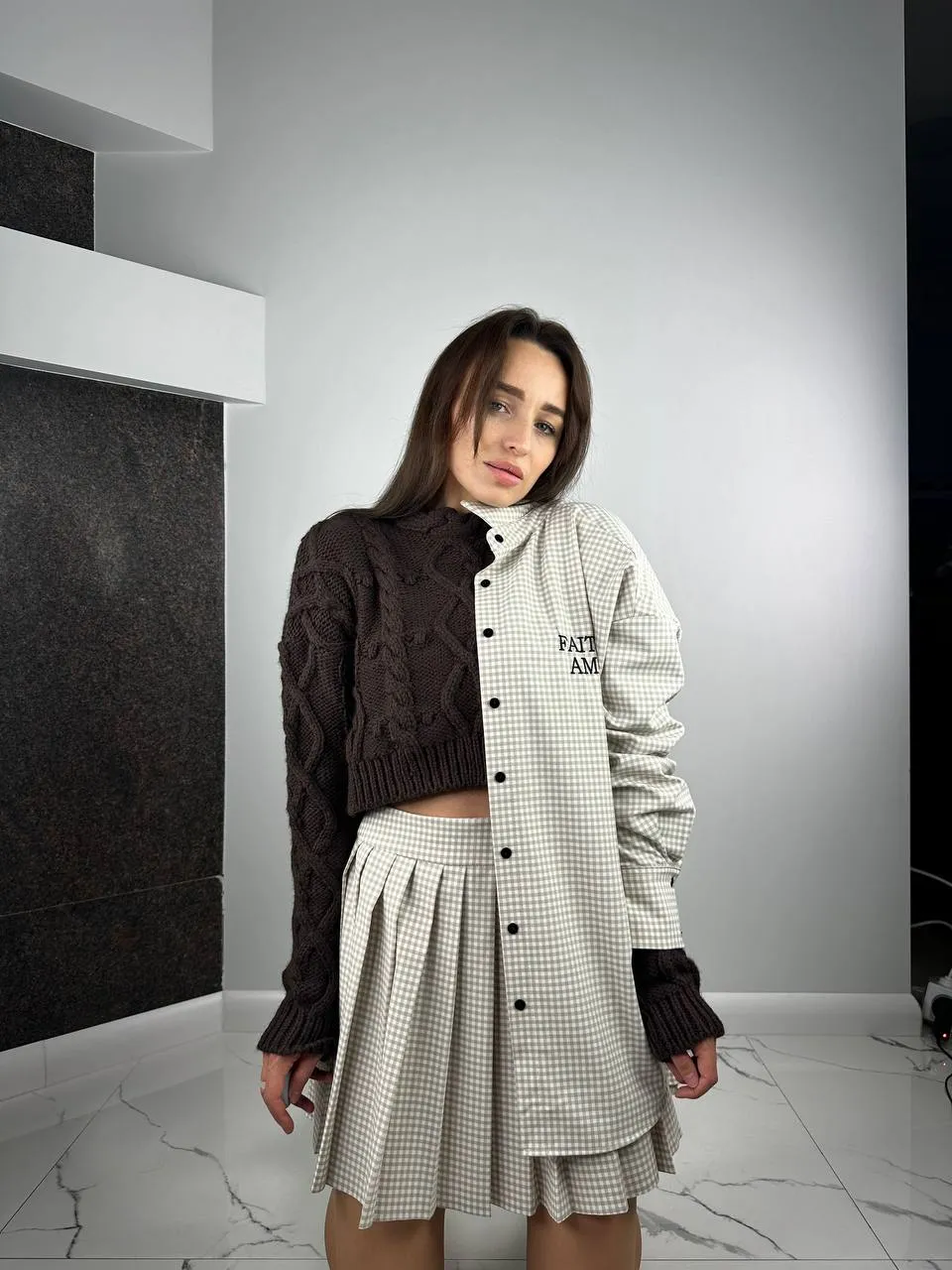 Beigie suits Set Shirt   Skirt