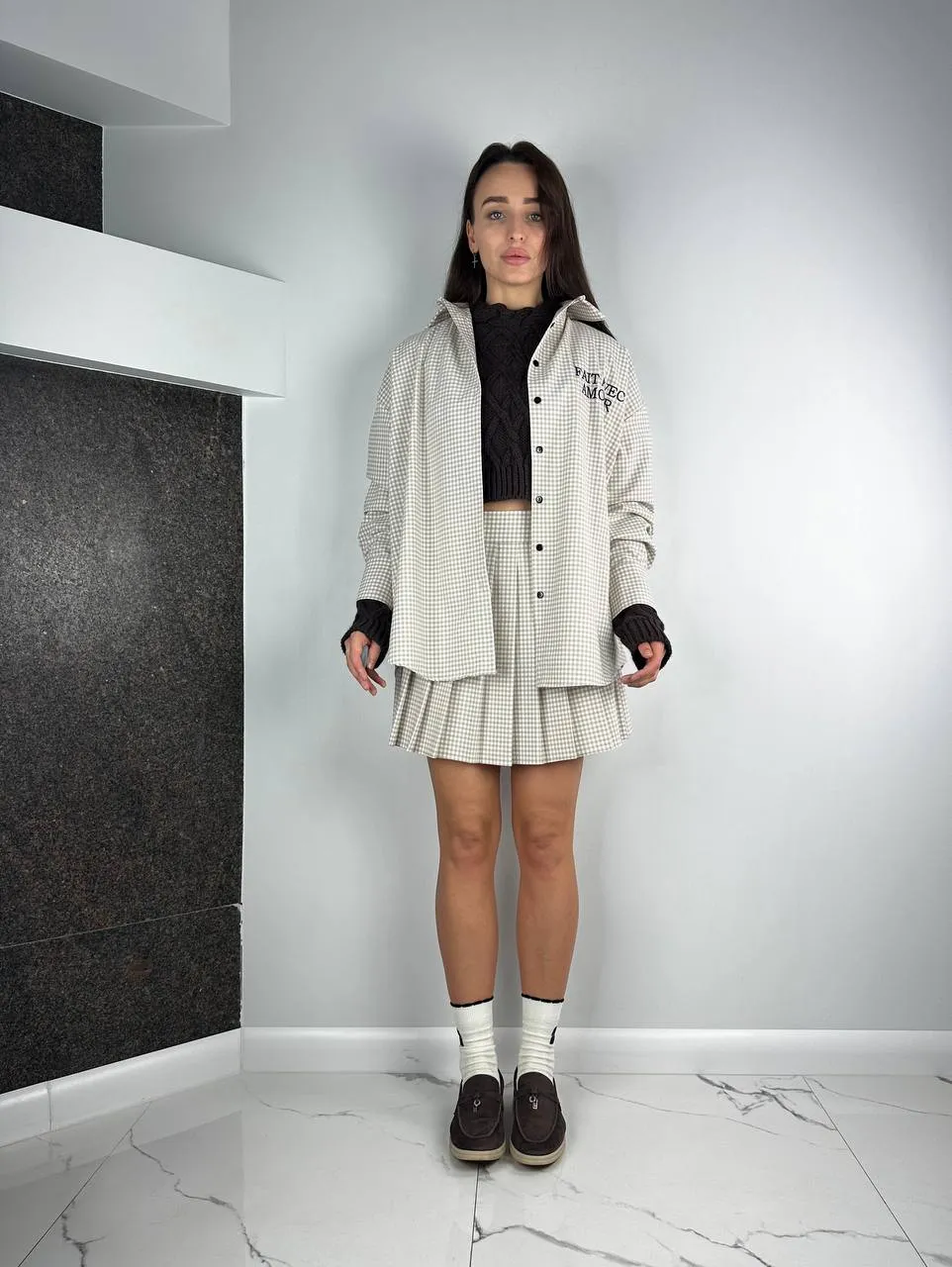 Beigie suits Set Shirt   Skirt