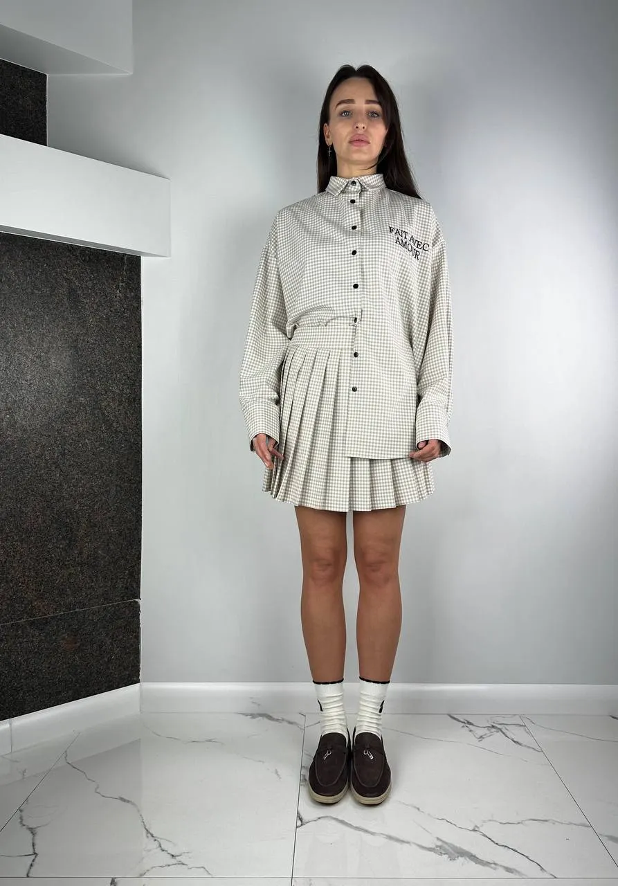 Beigie suits Set Shirt   Skirt