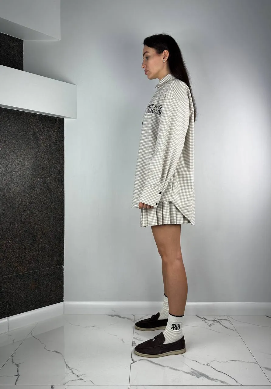 Beigie suits Set Shirt   Skirt