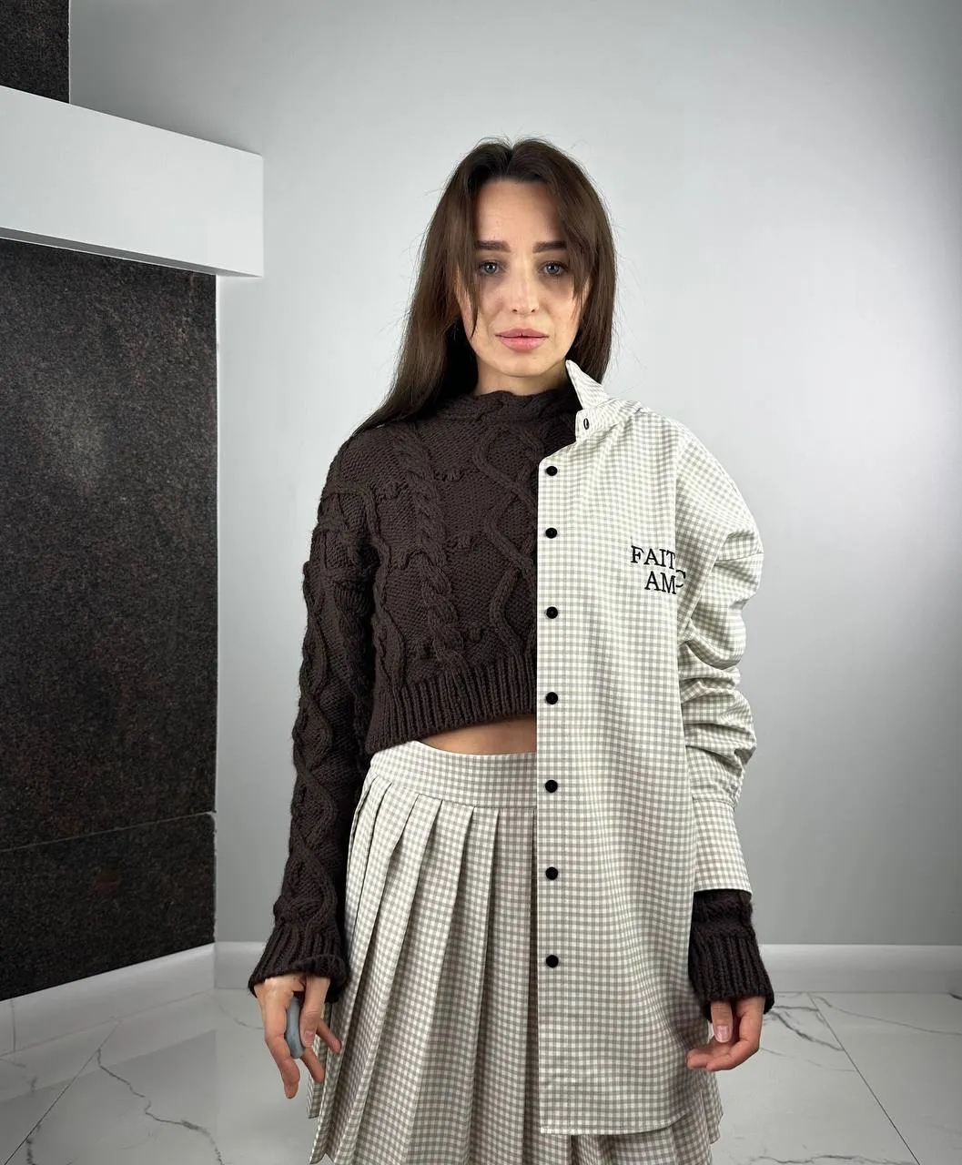 Beigie suits Set Shirt   Skirt