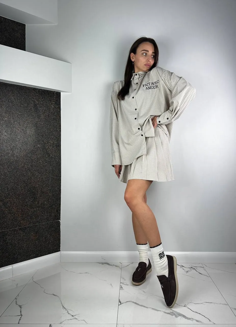 Beigie suits Set Shirt   Skirt