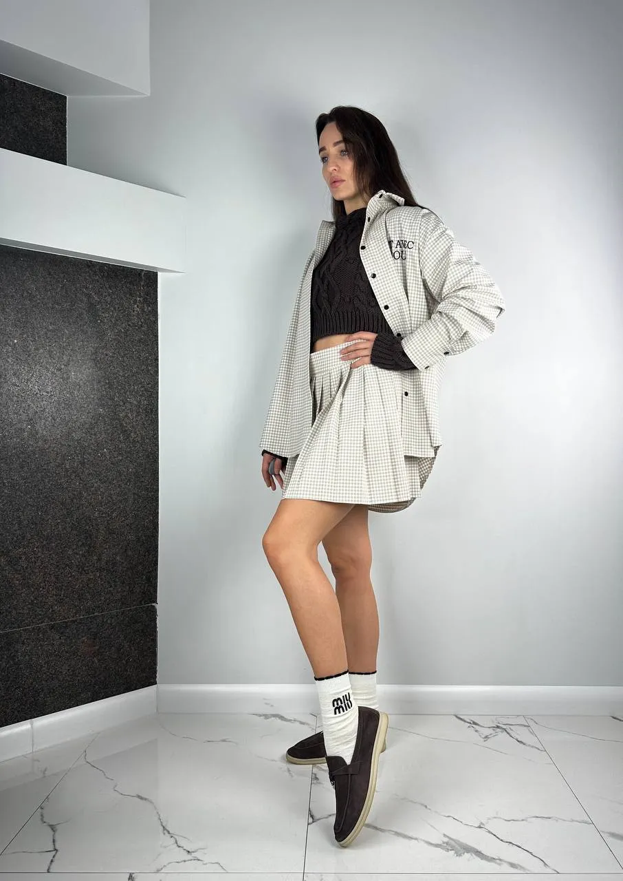 Beigie suits Set Shirt   Skirt