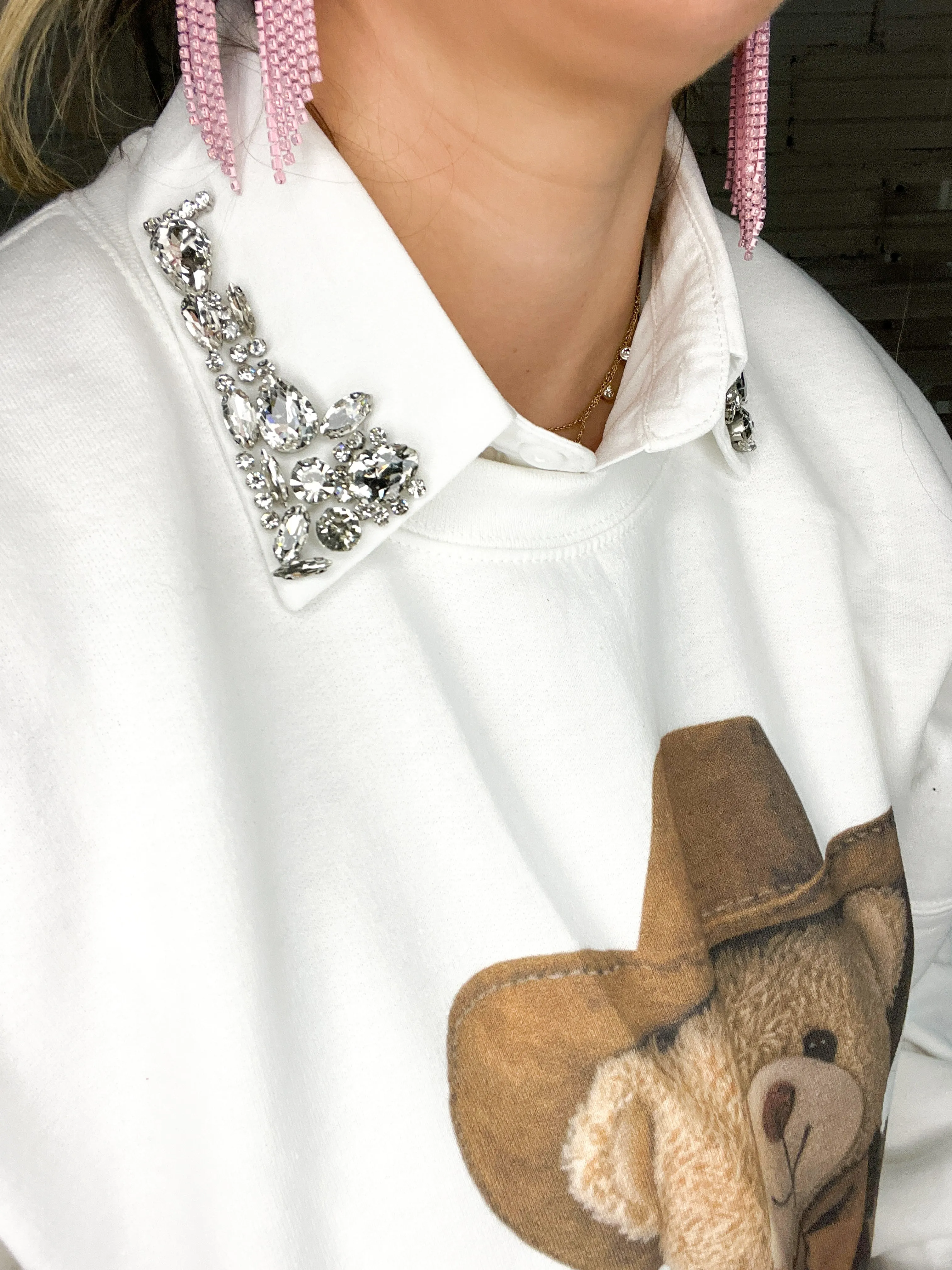 Bejeweled Faux Collar - White