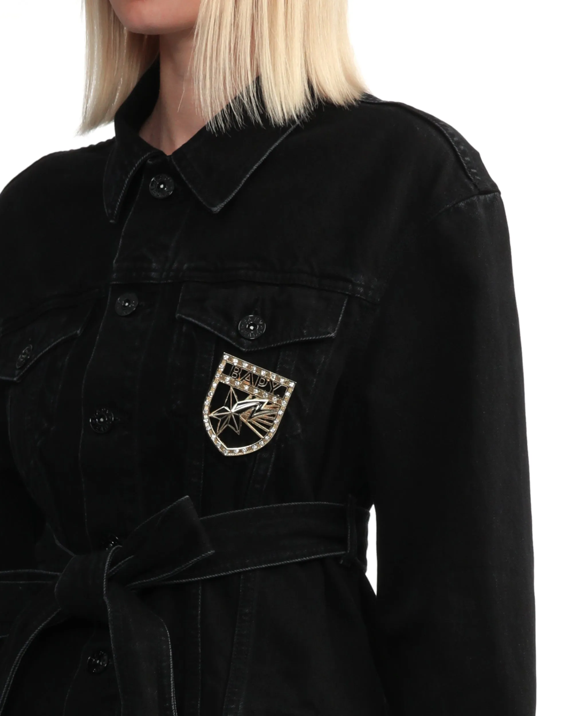 Belted denim jacket