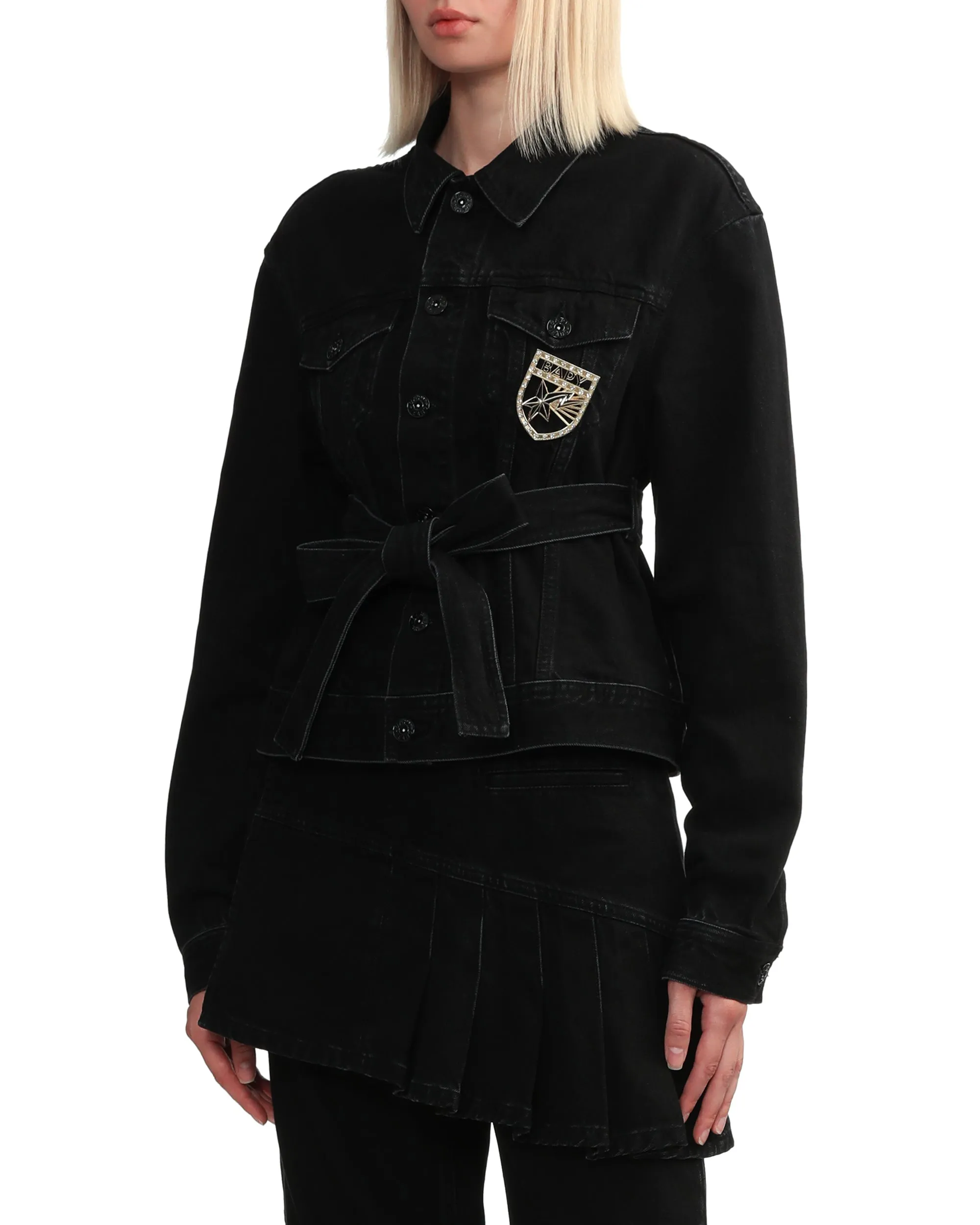 Belted denim jacket
