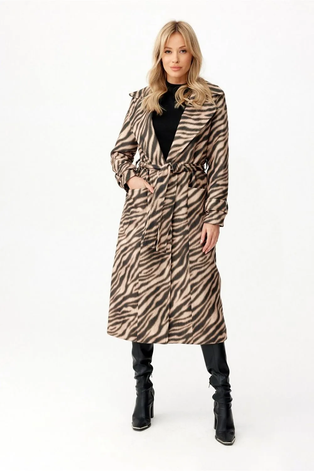 Belted Long-Sleeve Elegance Coat