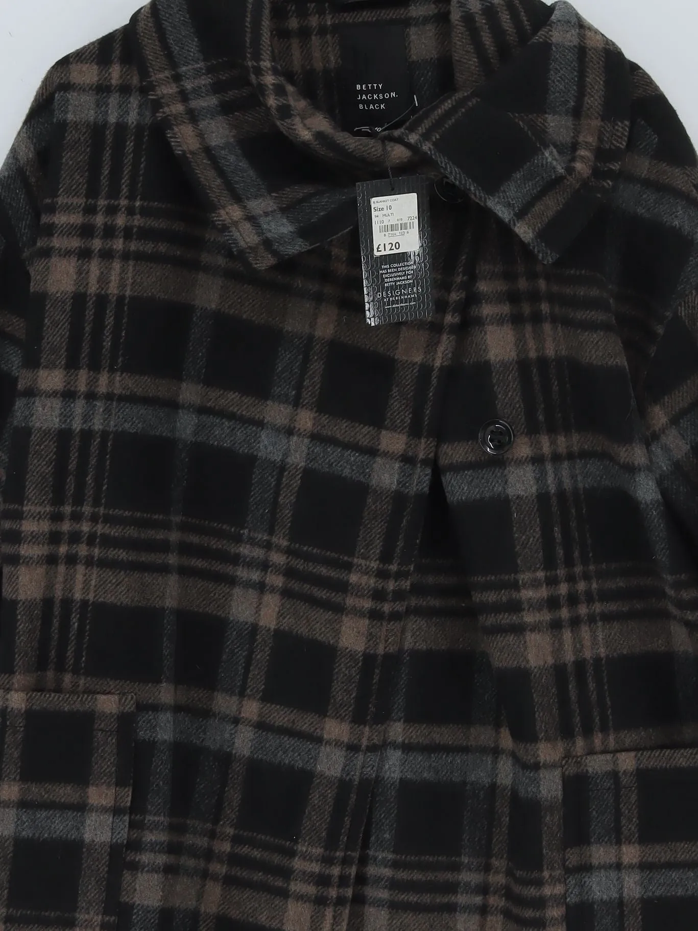 Betty Jackson Women's Jacket UK 10 Black Wool with Acrylic, Other, Polyester