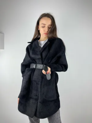 Black alpaca coat