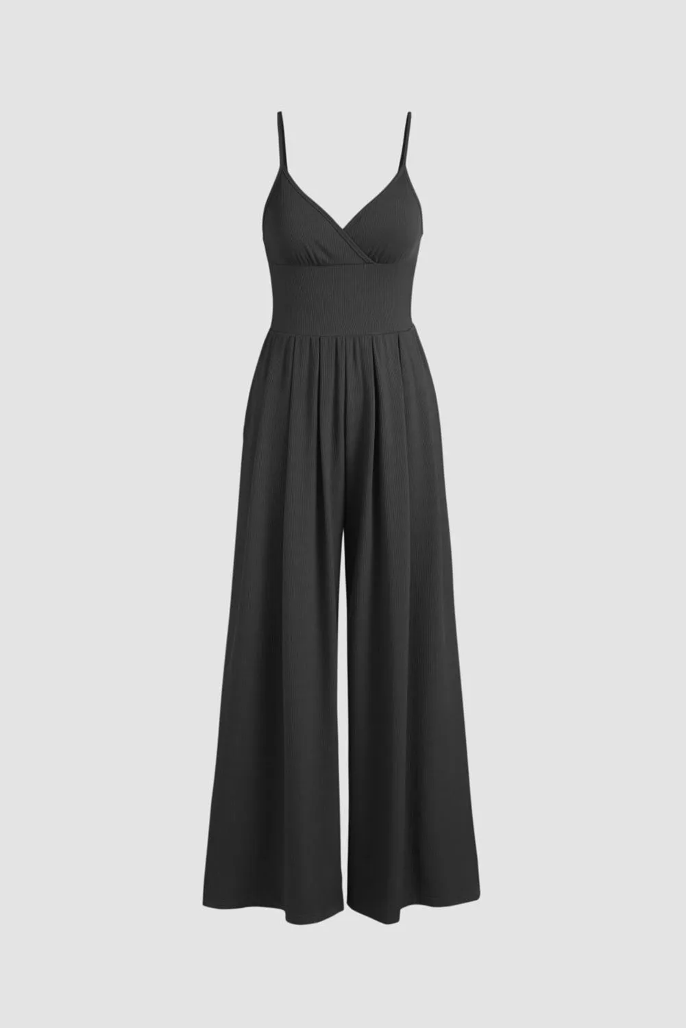 Black Wide Leg High Waist Sexy Wrapped Cami Jumpsuit