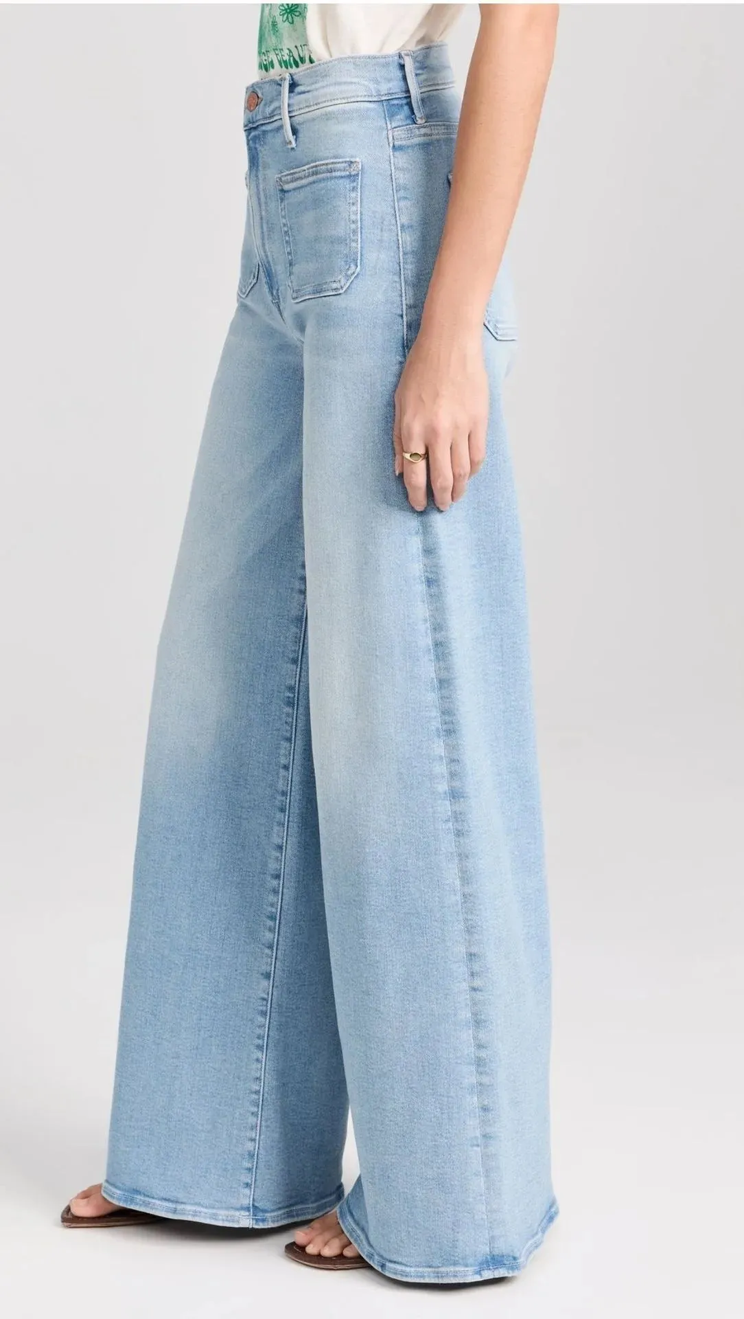 Blue High Rise Stride Wide-Leg Jeans