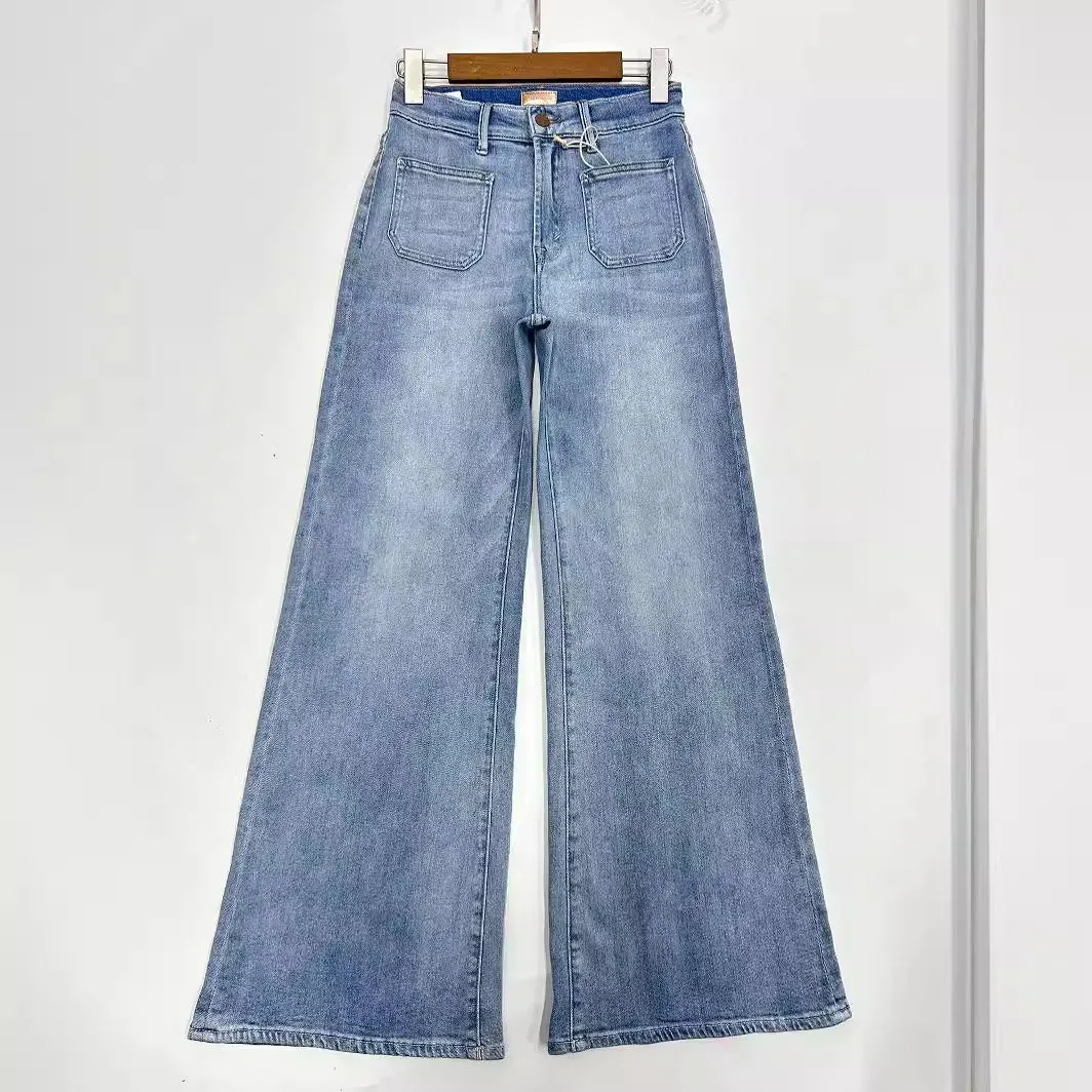 Blue High Rise Stride Wide-Leg Jeans