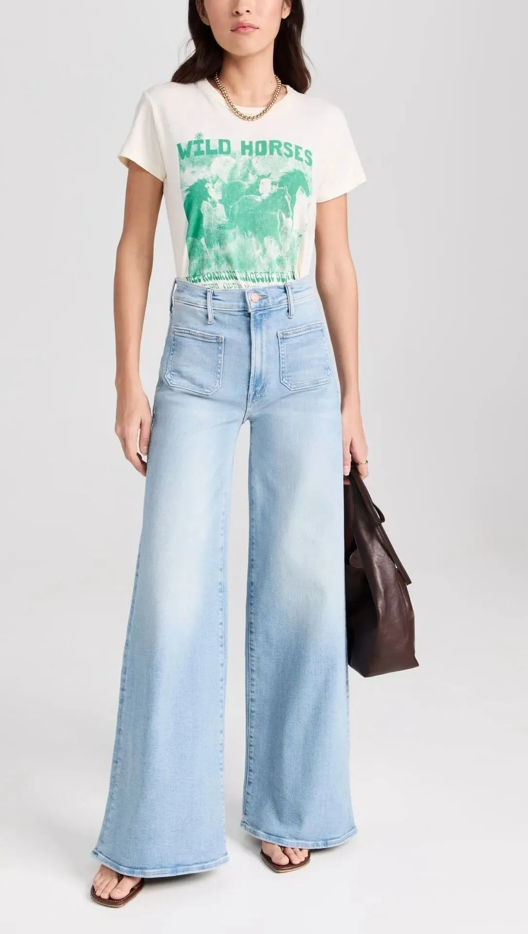 Blue High Rise Stride Wide-Leg Jeans