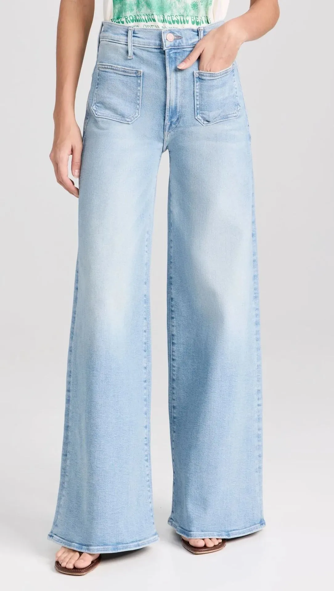 Blue High Rise Stride Wide-Leg Jeans