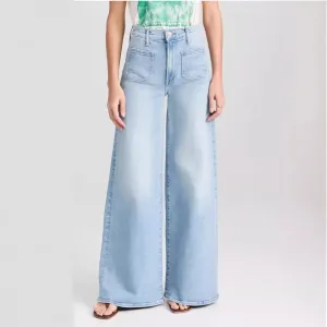 Blue High Rise Stride Wide-Leg Jeans