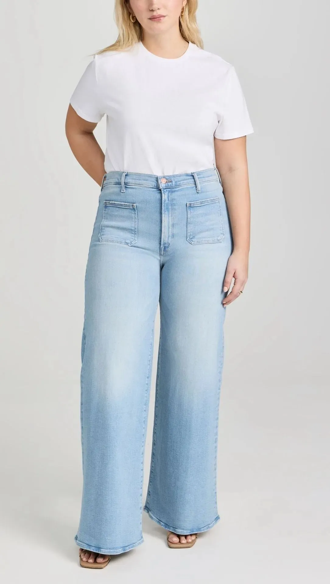 Blue High Rise Stride Wide-Leg Jeans