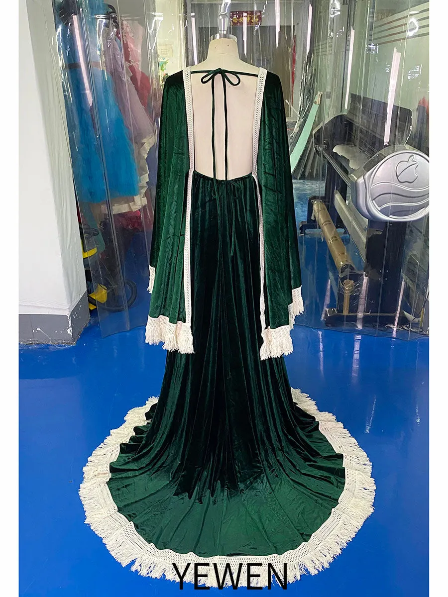 Boho Velvet Maternity Dress for Photo Shoot Boho Wedding Dress Baby Shower Dress YW231075