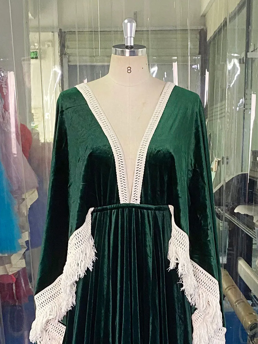 Boho Velvet Maternity Dress for Photo Shoot Boho Wedding Dress Baby Shower Dress YW231075