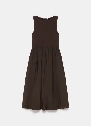 Brown Bubble Hem Midi Dress
