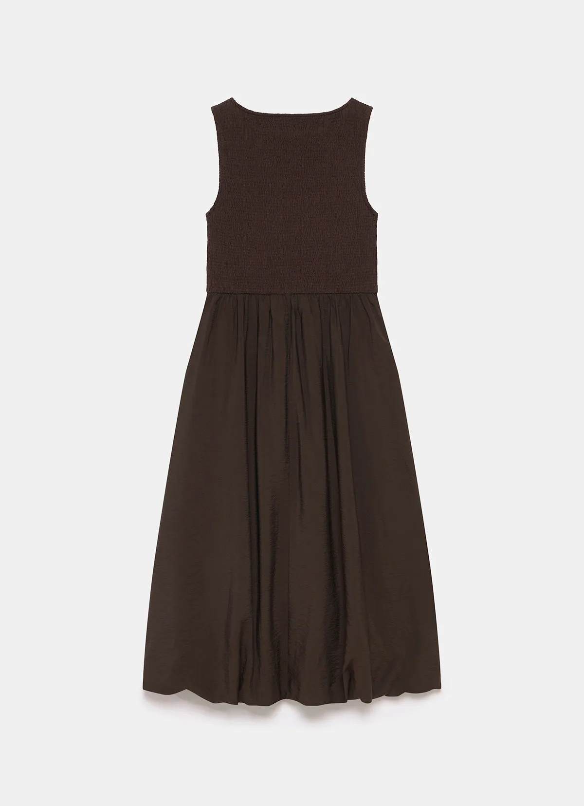 Brown Bubble Hem Midi Dress