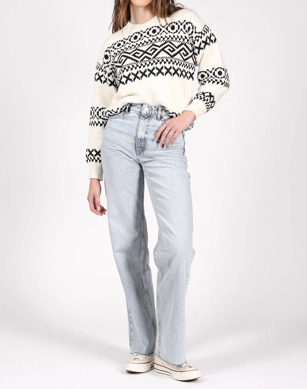 Brunette The Label Fair Isle Knit Sweater Cream