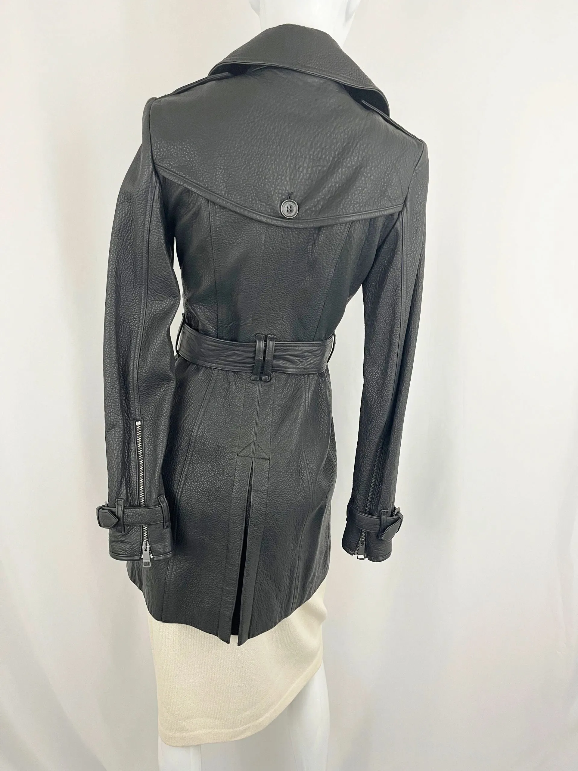 Burberry Leather Belted Coat Size 4