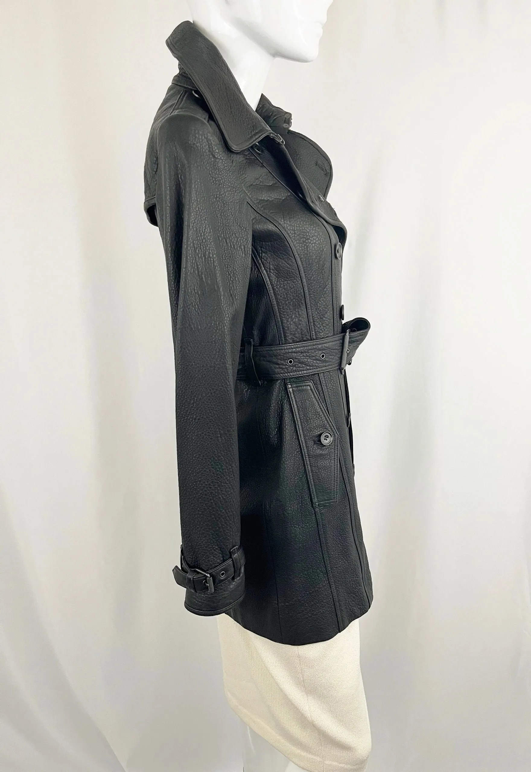 Burberry Leather Belted Coat Size 4