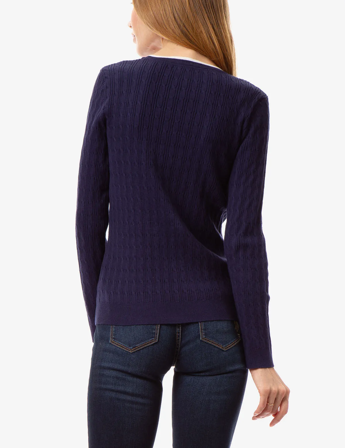 CABLE KNIT CREW NECK SWEATER