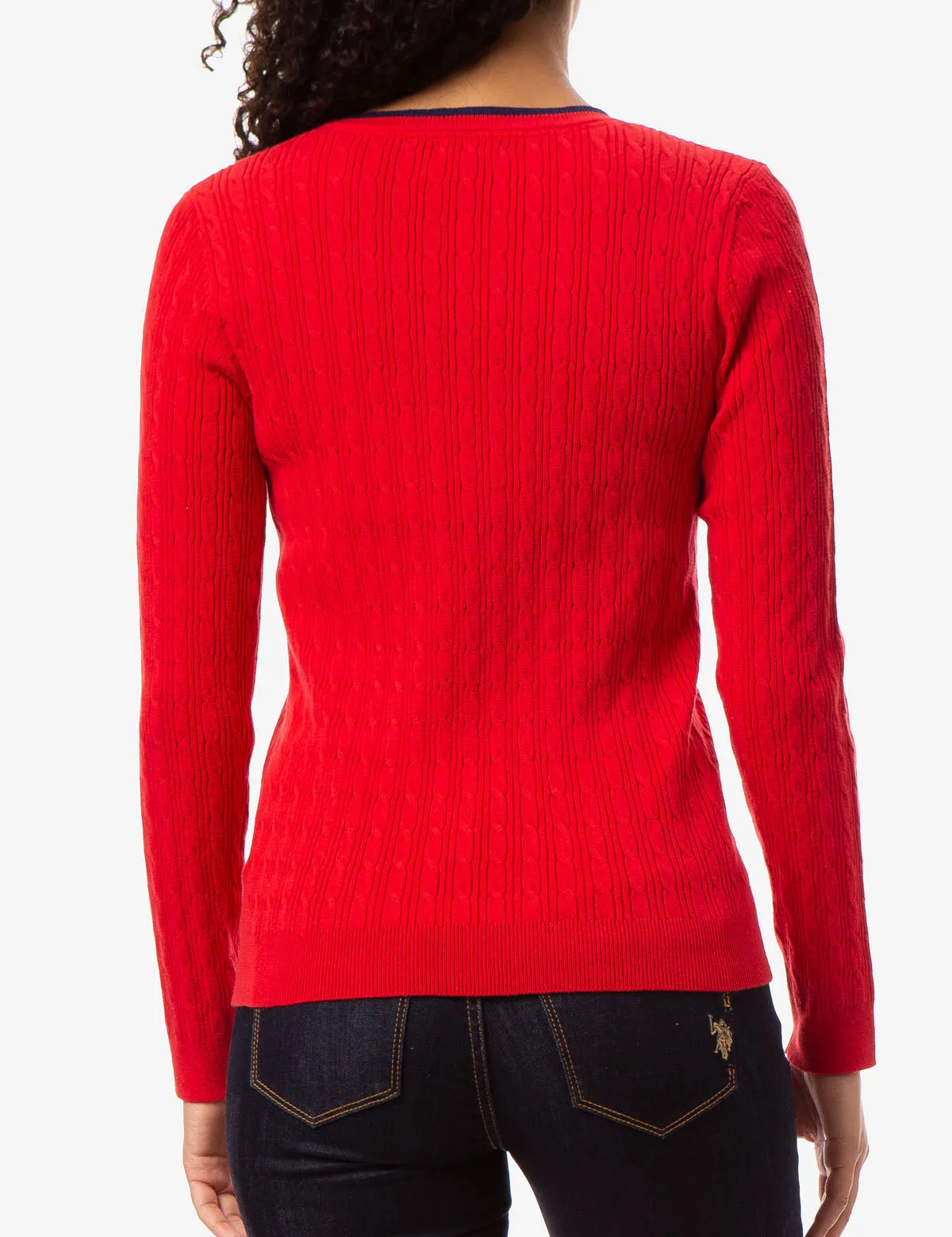 CABLE KNIT CREW NECK SWEATER