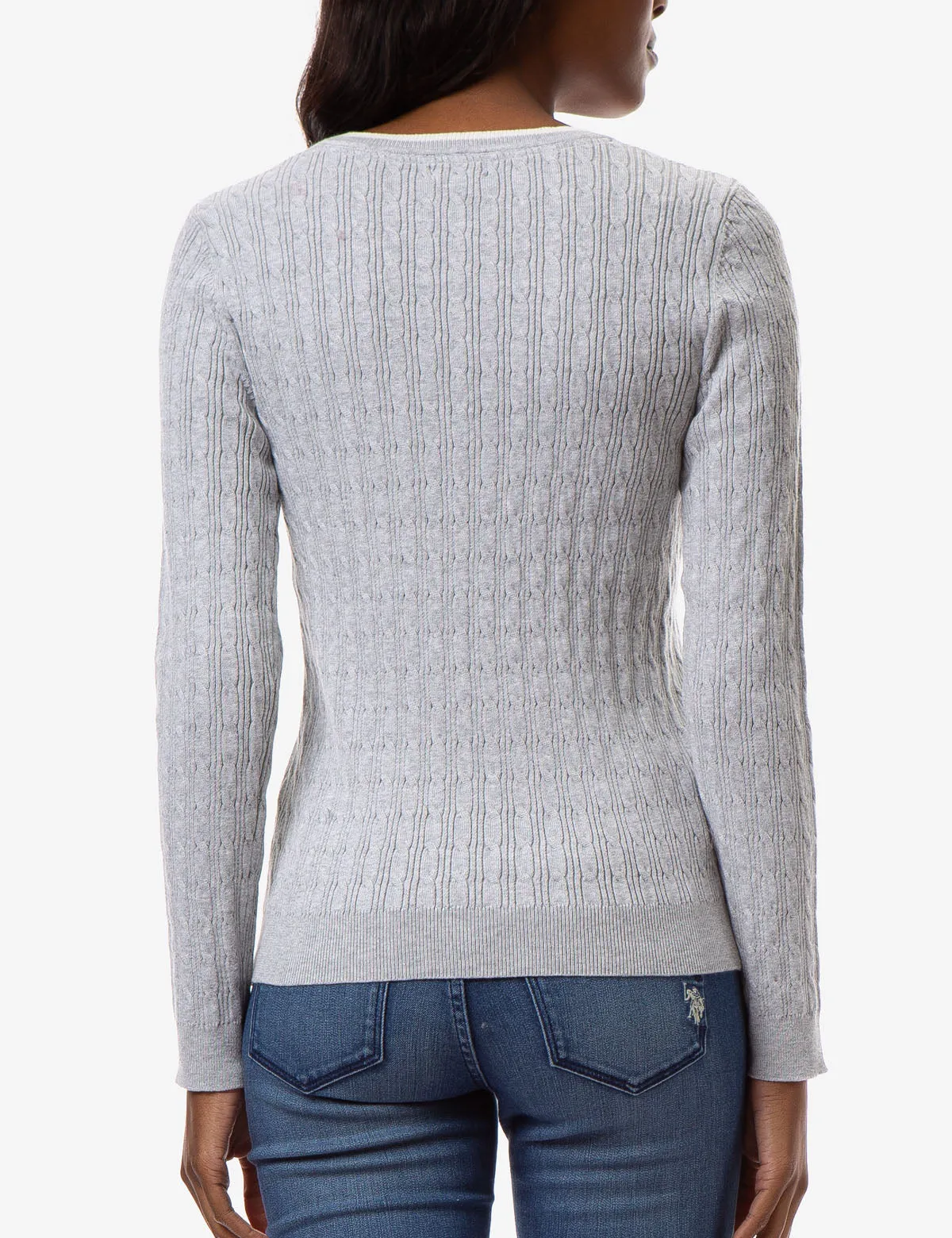 CABLE KNIT CREW NECK SWEATER