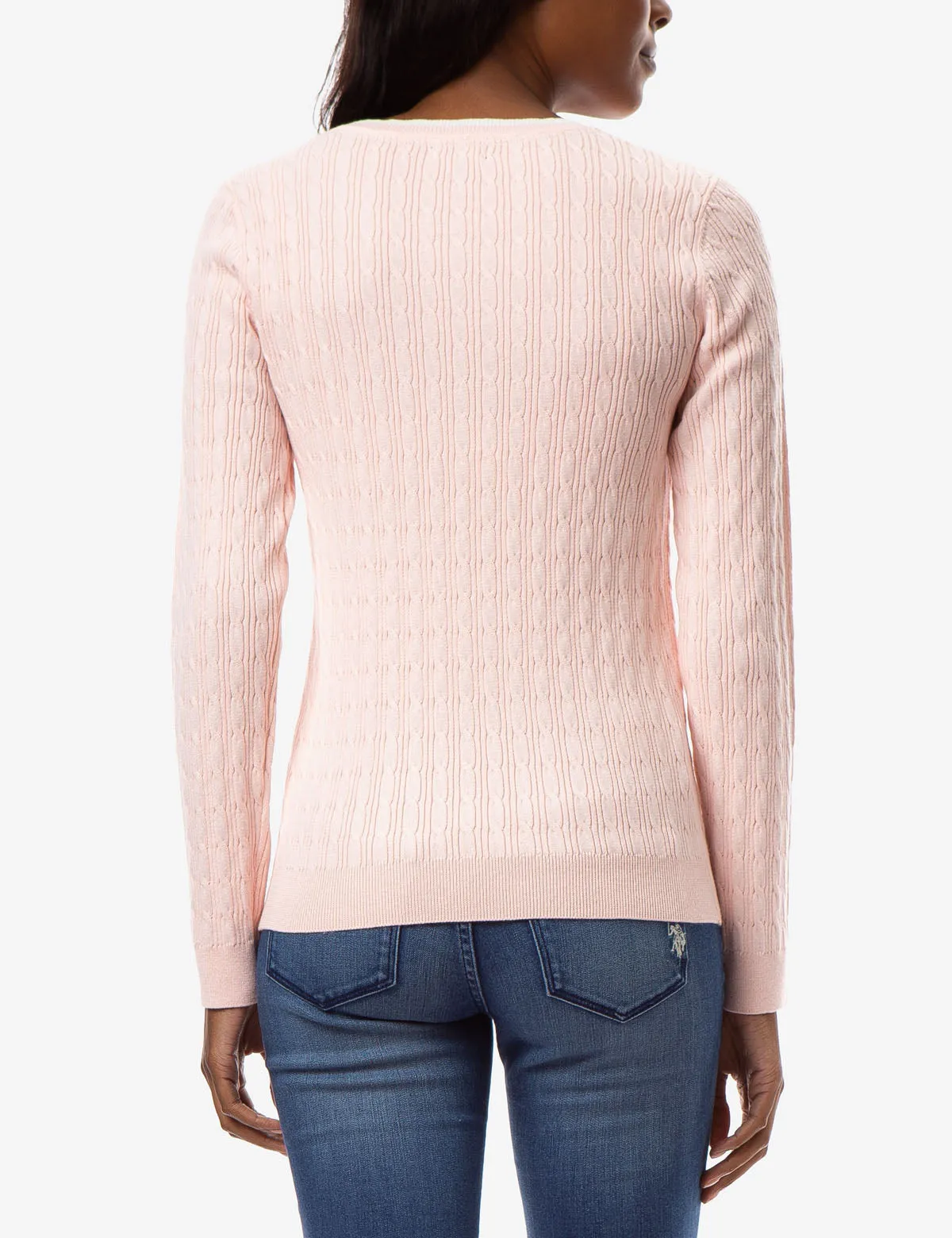 CABLE KNIT CREW NECK SWEATER