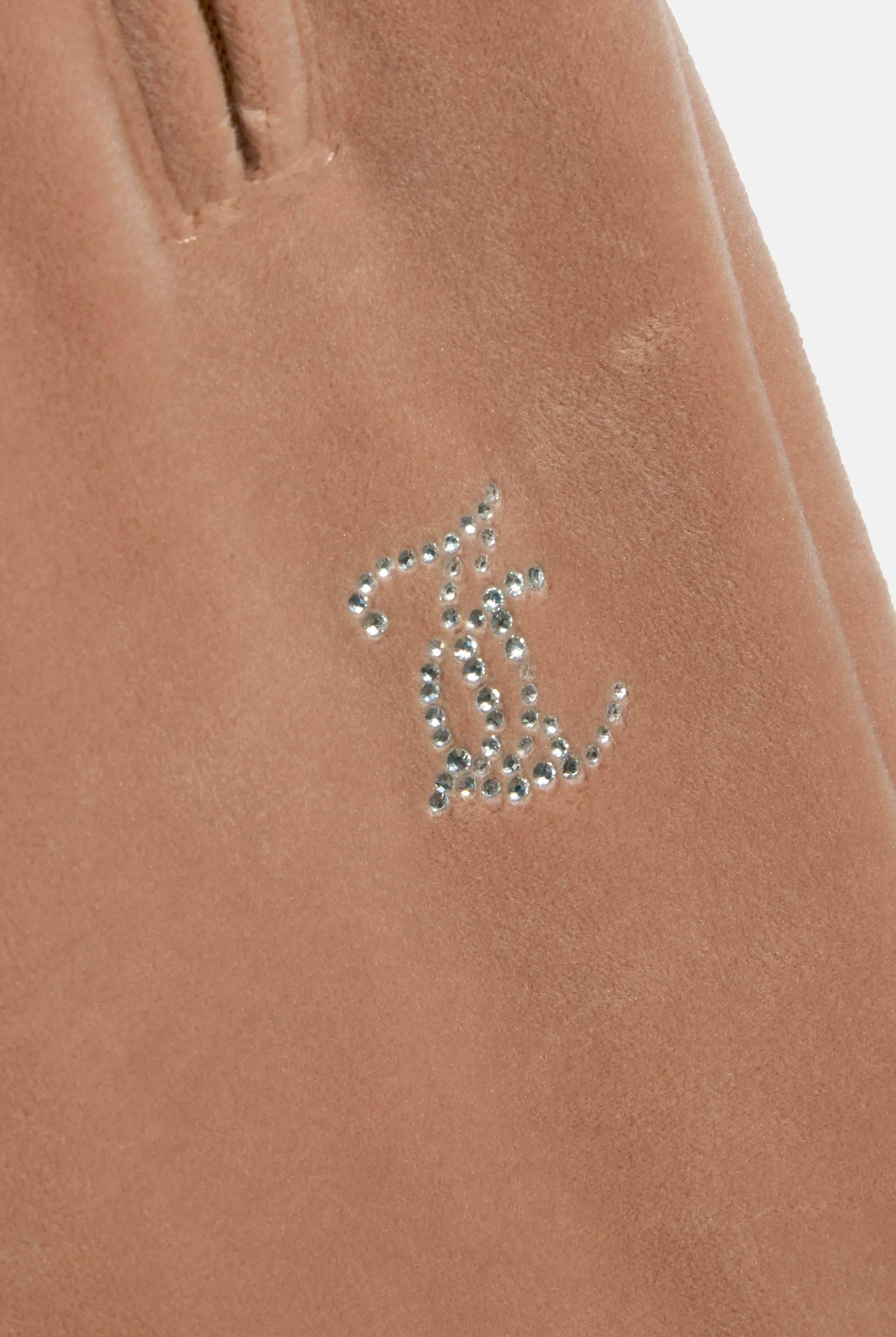 CAFE AU LAIT VELOUR DIAMANTÉ TRACKSUIT BOTTOM
