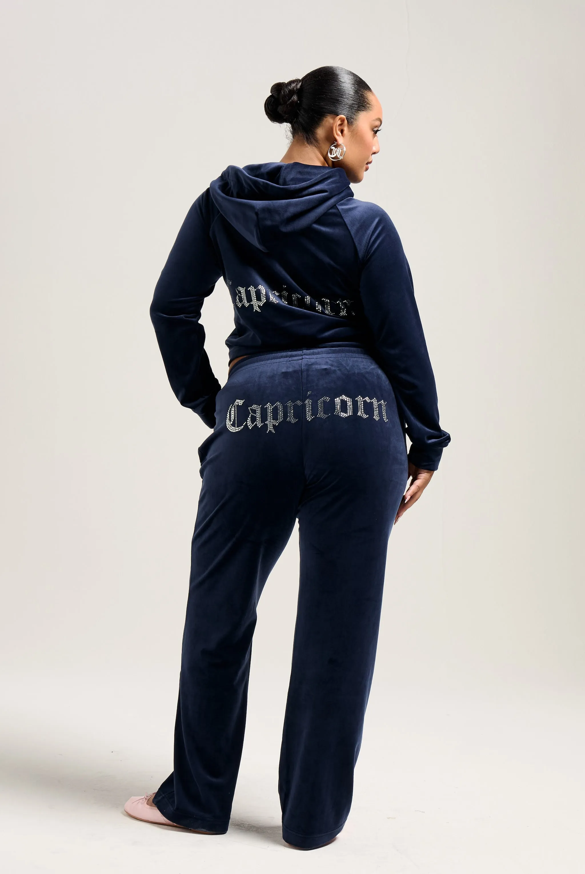 'CAPRICORN' NIGHT SKY VELOUR DIAMANTÉ TRACKSUIT BOTTOM