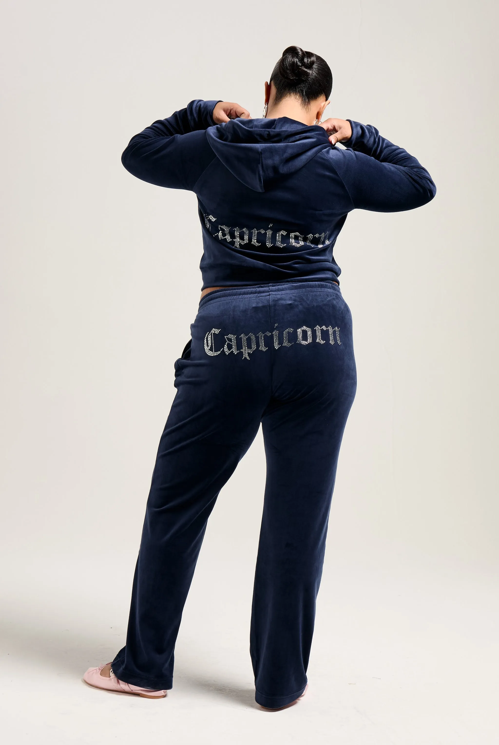 'CAPRICORN' NIGHT SKY VELOUR DIAMANTÉ TRACKSUIT BOTTOM