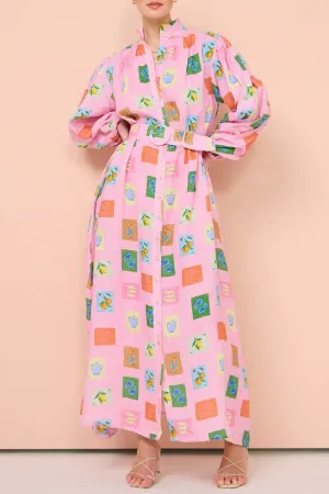 Casual Cartoon Print Pocket With Belt Half A Turtleneck Shirt Dresses