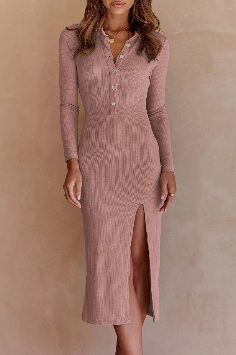 Celebrities Elegant Solid Solid Color Turndown Collar One Step Skirt Dresses