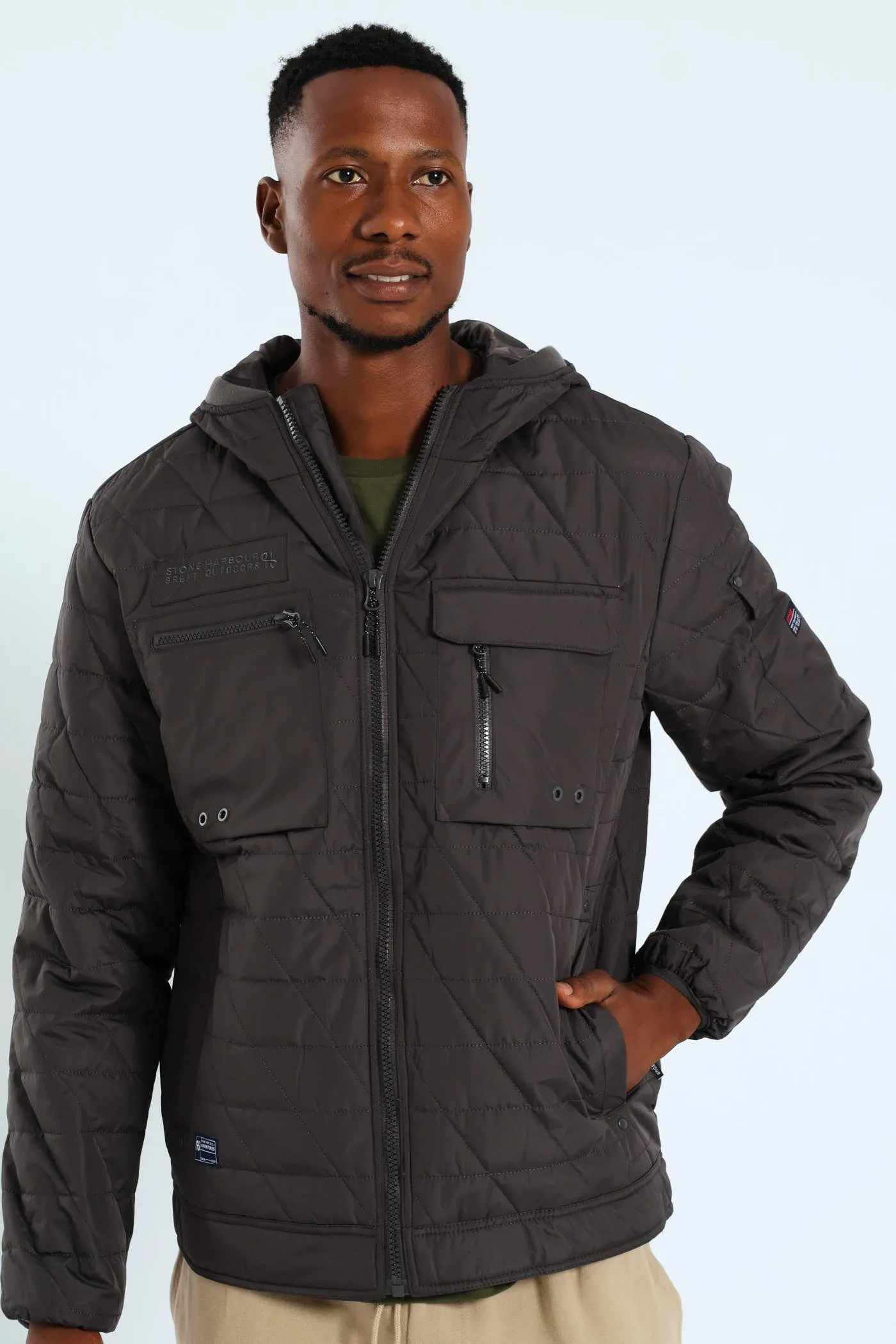 Charcoal Quilted Utility Jacket - Charcoal